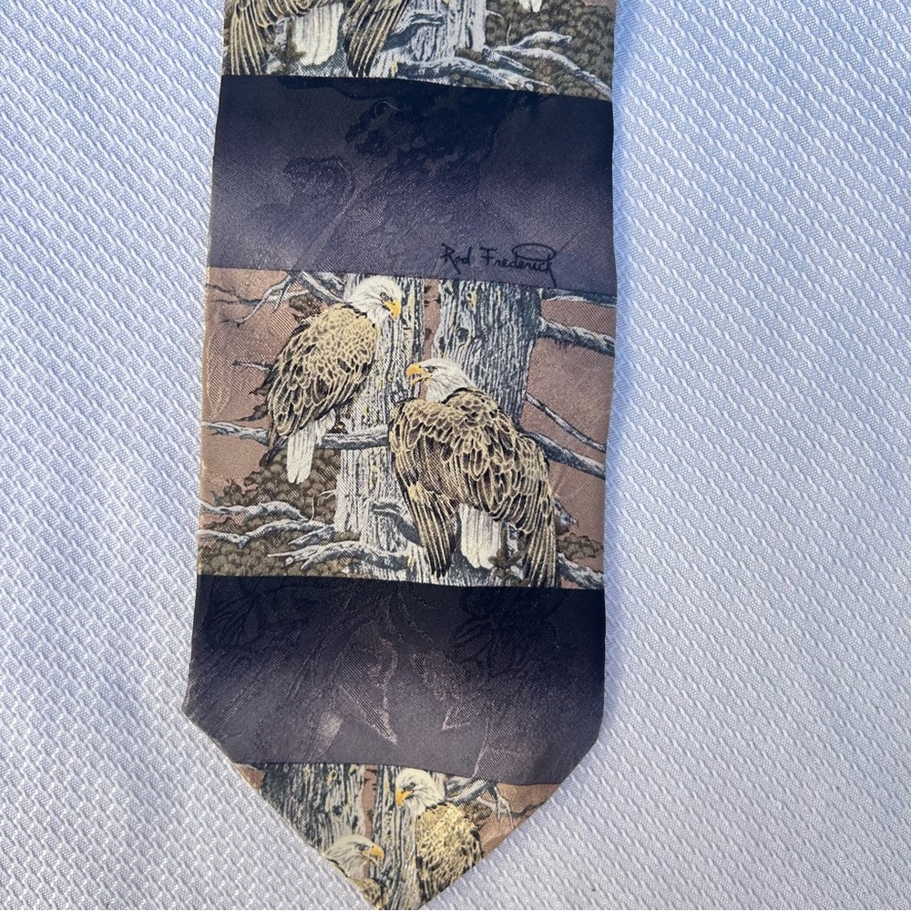 Endangered Species The Nesting Call Rod Frederick Bald Eagle Silk Tie Novelty